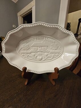 Vintage Godinger White Ceramic Serving Platter